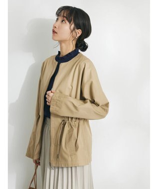 CRAFT STANDARD BOUTIQUE コットンギャバジンノーカラーＺＩＰブルゾン Beige