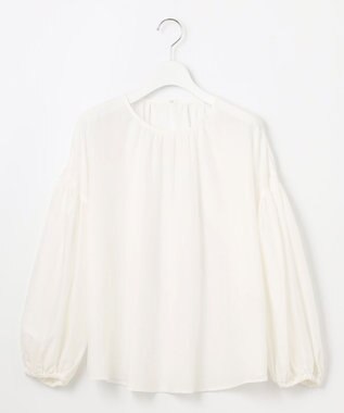 自由区 S 【洗える】キュプラコットンツイルプルオーバー ブラウス オフホワイト