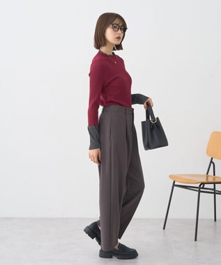 earth music&ecology ハイネックリブニットプルオーバー Bordeaux