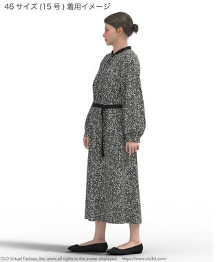 23区 L 【吸水速乾/UVケア/防シワ性】シャドージオメトリックプリント ワンピース ネイビー系