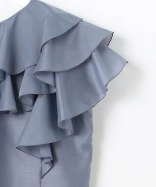 Feroux 【洗える】エアリーフリル ブラウス ブルー系