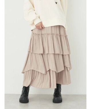 earth music&ecology ランダムティアードスカート Beige