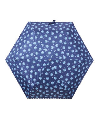 MOONBAT アデリアレトロ×estaa 晴雨兼用日傘 折りたたみ傘 花の輪 UV 一級遮光 ディープブルー