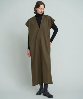 23区 【SACRA】ハイカウントメルトン ワンピース カーキ系
