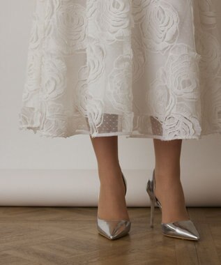 GRACE CONTINENTAL ローズ刺繍フレアスカート ホワイト