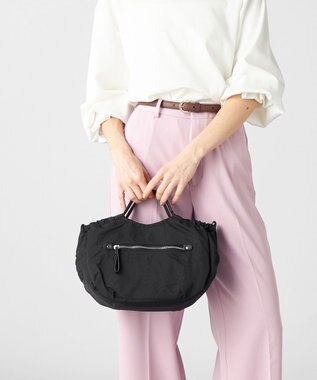 LA BAGAGERIE 【MONICA】サイドギャザー2WAYトートバッグ Sサイズ ブラック