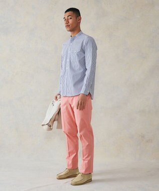 J.PRESS MEN ポプリンマルチストライプ バンドカラーシャツ ネイビー系1