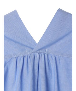 CRAFT STANDARD BOUTIQUE パールボタン抜き衿サークルブラウス Sax