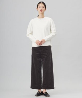 J.PRESS LADIES 【洗える】ハイブリッドAIRDUROY ワイド パンツ グレー系