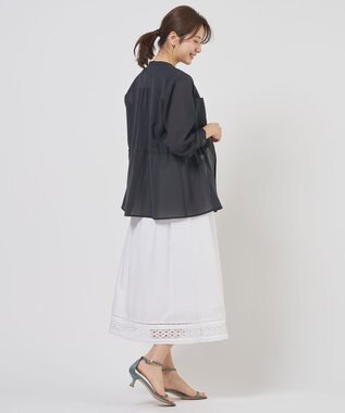 J.PRESS LADIES S RELAXION Sheer ボイル ブラウス ネイビー系