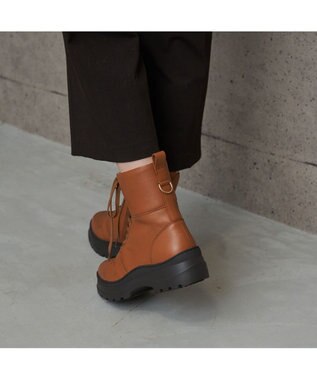 MODE ET JACOMO <carino>厚底レースアップブーツ キャメル