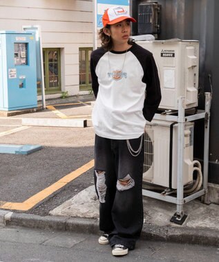 WEGO スーパーバギーダメージデニムパンツ 柄2