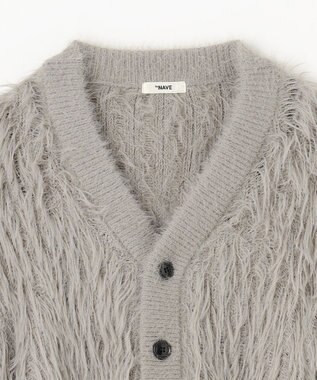 NAVE 【ReNAVE・洗える】メルティーシャギーニット カーディガン ライトグレー系
