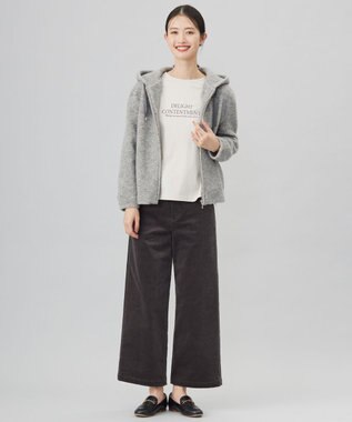 J.PRESS LADIES 【洗える】ハイブリッドAIRDUROY ワイド パンツ グレー系