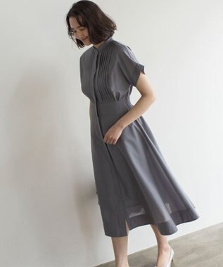 組曲 S 【洗える・ドライタッチ】シアーボイルフロントタック ワンピース グレー系