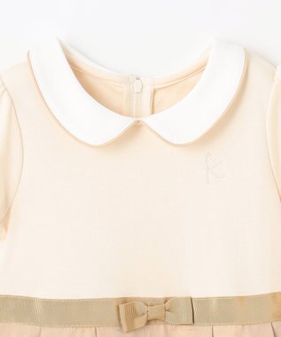 組曲 KIDS 【110-140㎝】フラワーパネルボーダー ワンピース ベージュ系