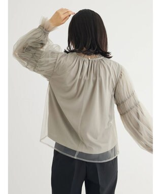Green Parks ・ＥＬＥＮＣＡＲＥ　ＤＵＥ　チュールハイネックブラウス Gray Beige