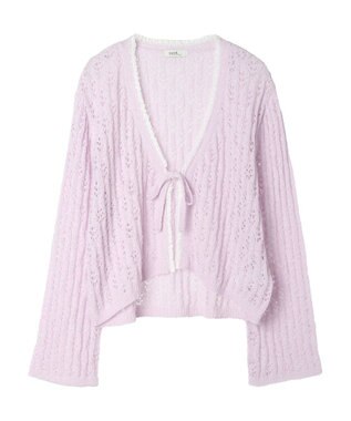 earth music&ecology テープヤーンリボンカーディガン Light Purple