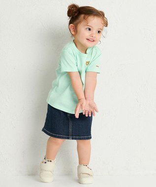 MIKI HOUSE HOT BISCUITS 【70-120cm】【Everyday Series】ワンポイント 半袖Tシャツ アイスグリーン