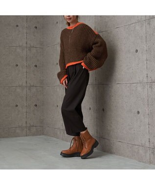 MODE ET JACOMO <carino>厚底レースアップブーツ キャメル