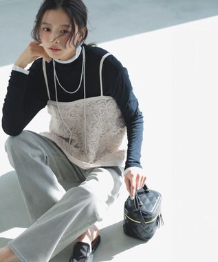 23区 シアーフライス レイヤード タートル カットソー ブラック系