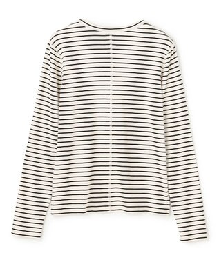 UNFILO コットンカシミヤ クルーネックカットソー ボーダー(エクリュ×ブラック)