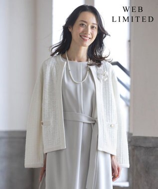 J.PRESS LADIES 【WEB限定カラーあり・洗える】TWEED ニット ジャケット ホワイト系5