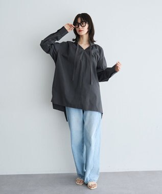 YECCA VECCA タイプライタースキッパーオーバーシャツ Charcoal Gray
