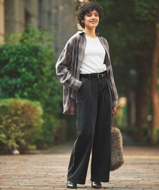 ANY L オンブレーチェックオーバーシャツ ブラウン系