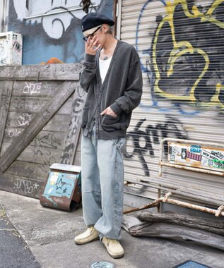 WEGO チェーン付きバルーンデニムパンツ デニム淡加工色