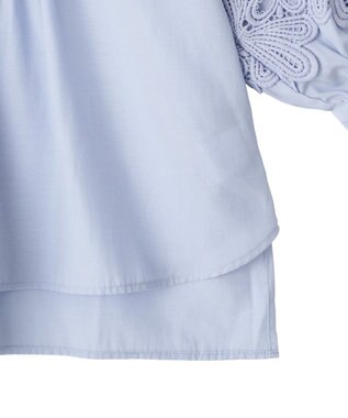 YECCA VECCA レース切替スキッパーブラウス Blue