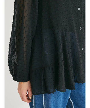 Green Parks アシメティアードブラウス Black