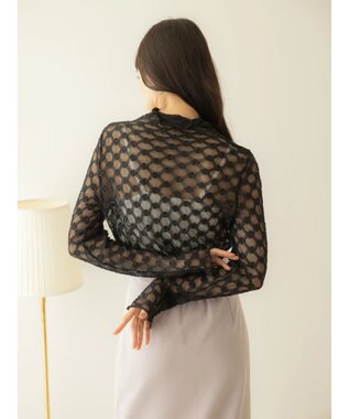 earth music&ecology ハイネックシアーフラワーインナー Black