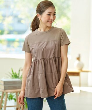 組曲 L 【接触冷感】ビスチェレイヤードTシャツ カーキ系