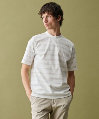 JOSEPH ABBOUD 【エコ素材和紙使用・日本素材を日本縫製 ・軽量・通気性】和紙フライスボーダーＴシャツ ホワイト系2