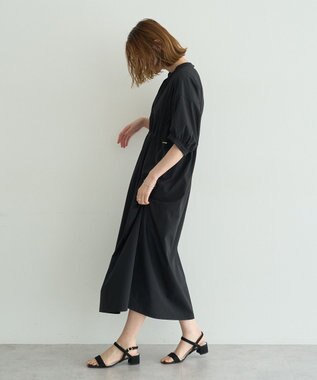 YECCA VECCA <<UVカット>>ドロストギャザー袖ワンピース Black