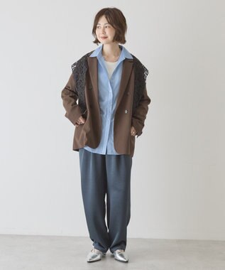 AMERICAN HOLIC 【イージーケア】シアーラウンドシャツ Blue