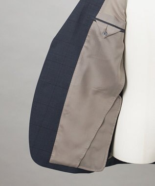 GOTAIRIKU シワになりにくい【御幸毛織/みゆきけおり】DRYSPINNER 平織スーツ_ネイビー格子 ネイビー系×格子