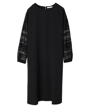 Green Parks 洗える袖レースワンピース Black