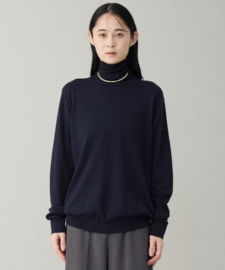 UNFILO MENS 【男女兼用】ソフトサーモ アンチピリングニット タートルネック ネイビー