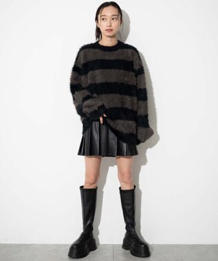 WEGO 【ユニセックスITEM着用】フェザーボーダープルオーバー ブラックボーダー