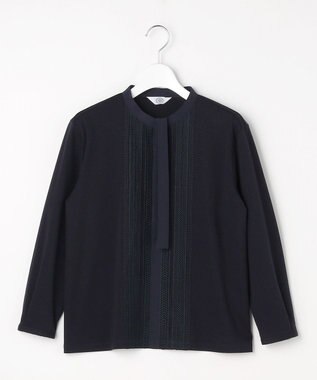 J.PRESS LADIES レースコンビ ボウタイ カットソー ネイビー系