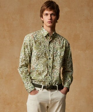 JOSEPH ABBOUD リバティプリント シャツ ライトグリーン系5