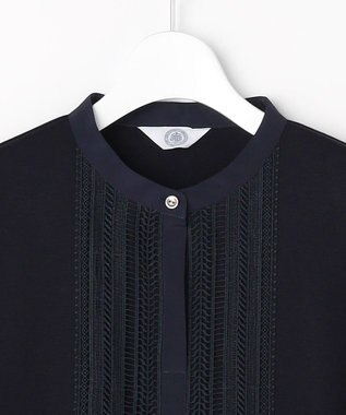 J.PRESS LADIES レースコンビ ボウタイ カットソー ネイビー系