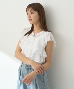 earth music&ecology ２ＷＡＹフリルブラウス White