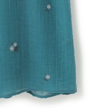 23区 【先行予約/WEB&一部店舗限定】シアーワッシャー 刺繍 ワンピース ターコイズ×グレーフラワー系