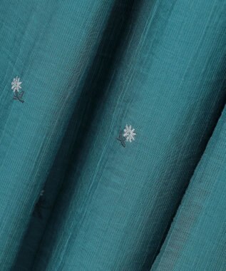 23区 【先行予約/WEB&一部店舗限定】シアーワッシャー 刺繍 ワンピース ターコイズ×グレーフラワー系