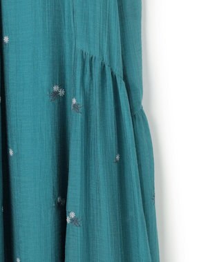23区 【先行予約/WEB&一部店舗限定】シアーワッシャー 刺繍 ワンピース ターコイズ×グレーフラワー系