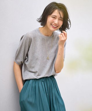 ANY 【洗濯機可/UVケア】ラメニットドルマンプルオーバー グレーラメ