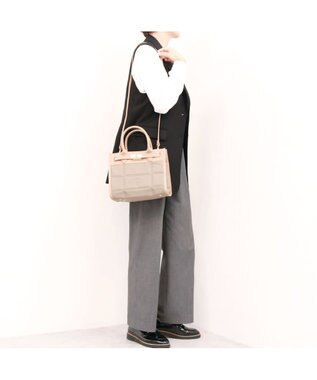 UNBILLION ペルケ perche / ナイロンキルト×クロコ型押し牛革2wayトートバッグS オーク